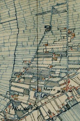een deel van de topografische militaire kaart uit de jaren 1830 tot 1850 waarop is afgebeeld de winterdijk en de 
grote woldweg tussen oosterwolde en oldebroek waar aalt tijmens prins in de achttiende eeuw land in eigendom had